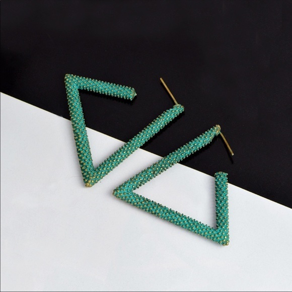 Triangle Stud Earrings Boho Bohemian - Picture 2 of 3